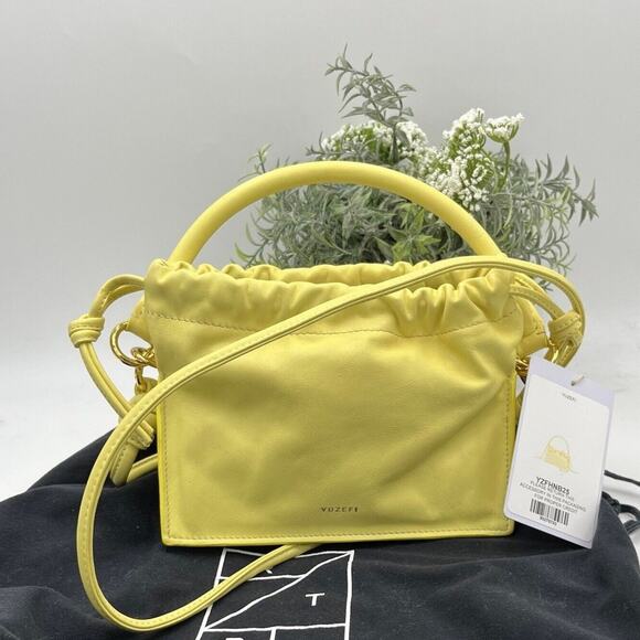 Yuzefi Mini Bom Lemon Yellow Crossbody Leather Shoulder Bag Runway Designer